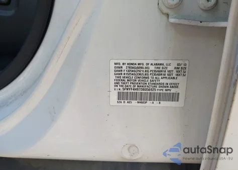 2013 Honda Pilot Touring из США, поврежденный, VIN 5FNYF4H97DB056925